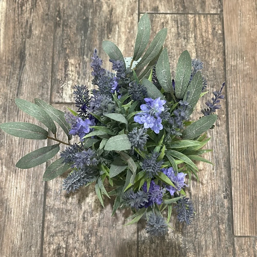 Lavender and Greenery in Silver Watering Can